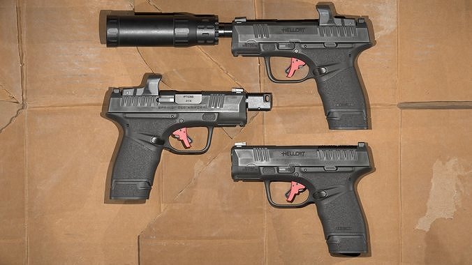 Springfield Armory Hellcat All Versions  Bonus pink skin Low-poly 3D model