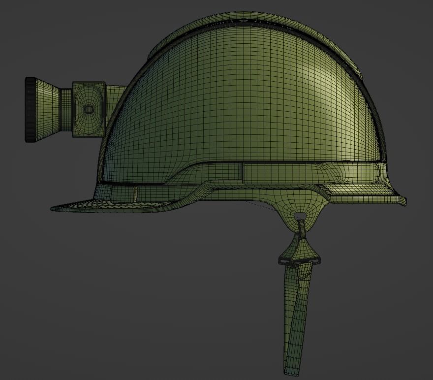 safety helmet with torch 3D model 3D model_7