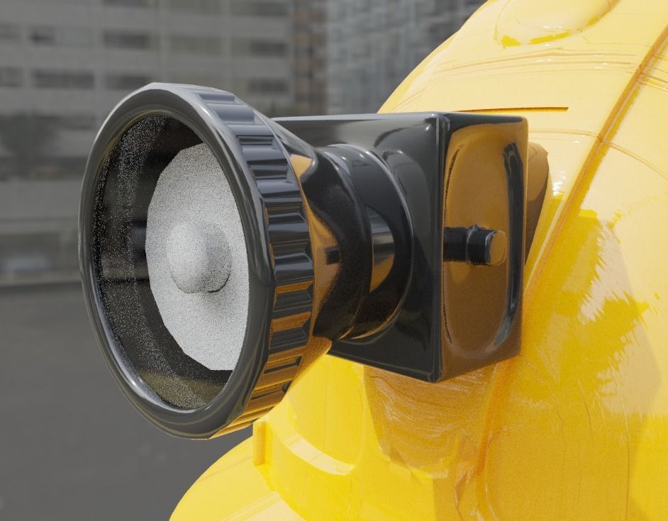 safety helmet with torch 3D model 3D model_3