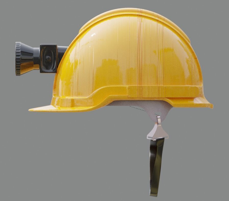 safety helmet with torch 3D model 3D model_2