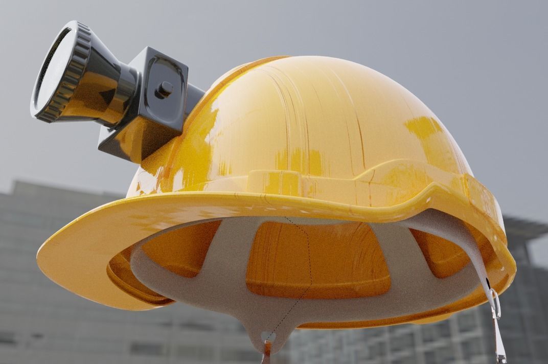 safety helmet with torch 3D model 3D model_4
