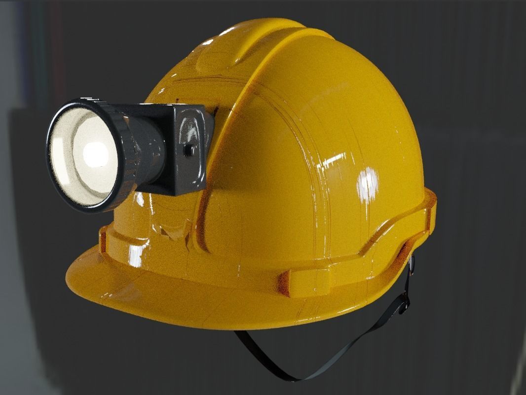 safety helmet with torch 3D model 3D model_1