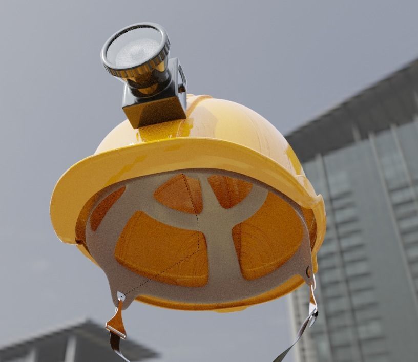 safety helmet with torch 3D model 3D model_5