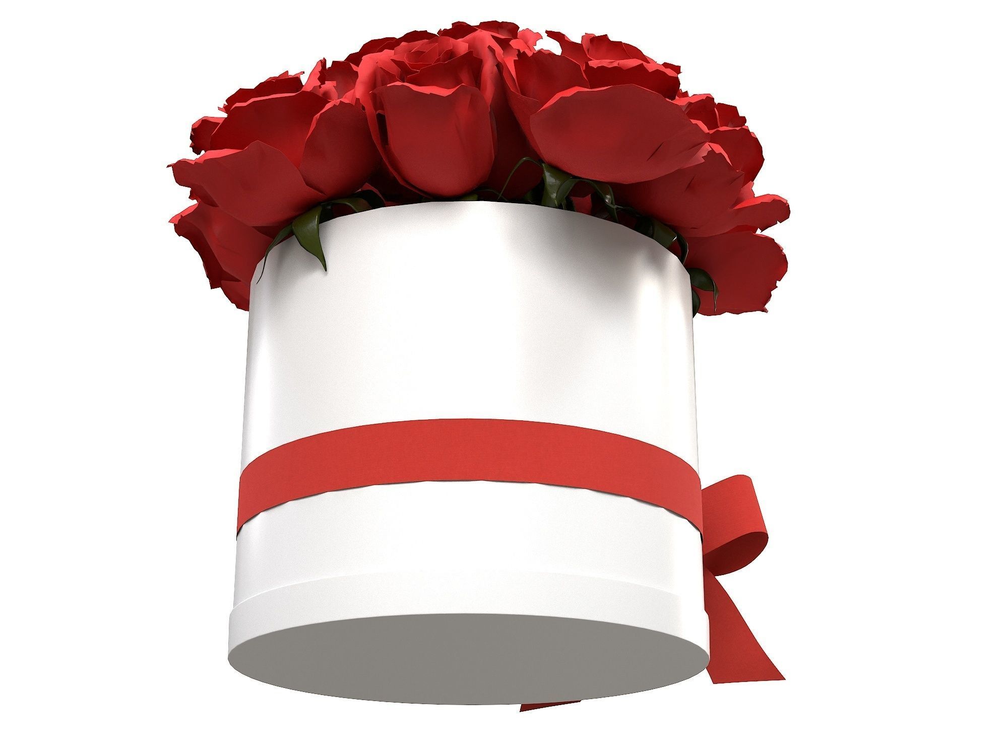 Red Rose Bouquet Box with a Bow Strip Low-poly 3D model_4