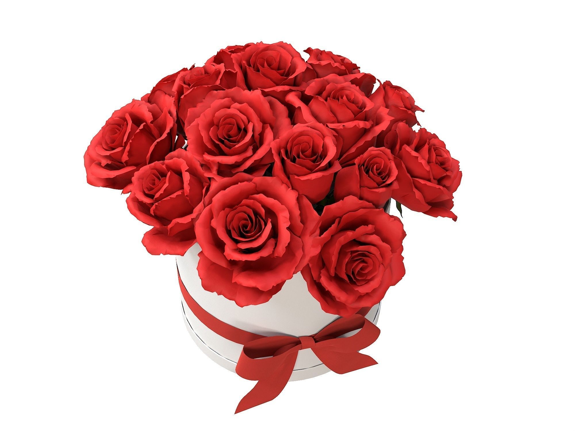Red Rose Bouquet Box with a Bow Strip Low-poly 3D model_1