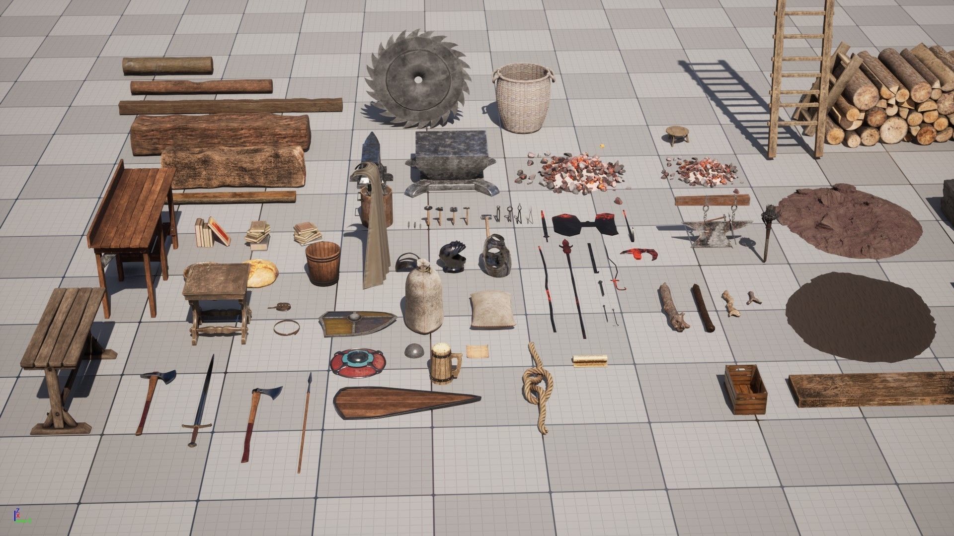 Medieval Blacksmith 86 Assets Low-poly 3D model_16