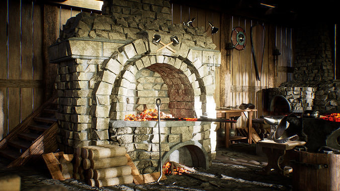 Medieval Blacksmith 86 Assets Low-poly 3D model