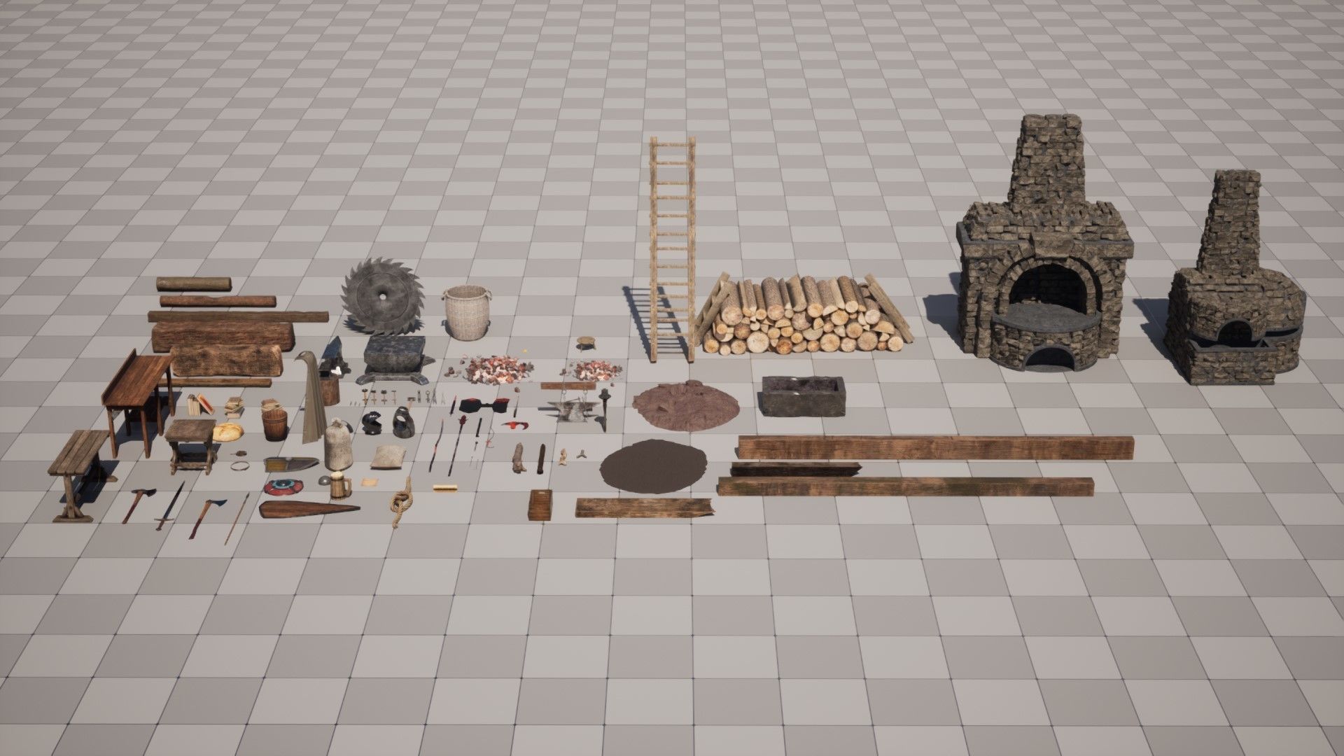 Medieval Blacksmith 86 Assets Low-poly 3D model_18