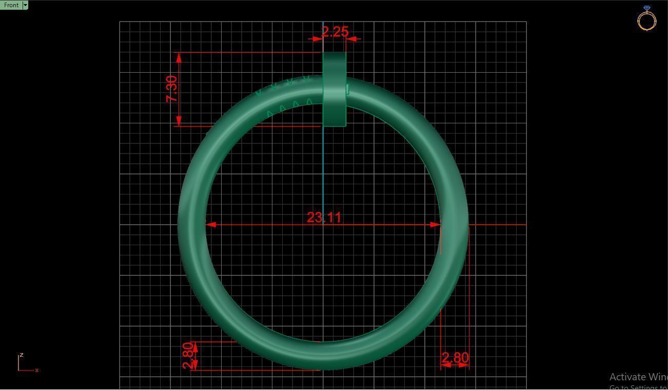 Ring M104 Women ring Size 14 US 3D print model_9