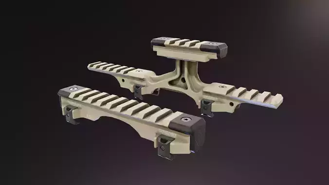 Optical Mount Modular Picatinny Rail Low-poly 3D model