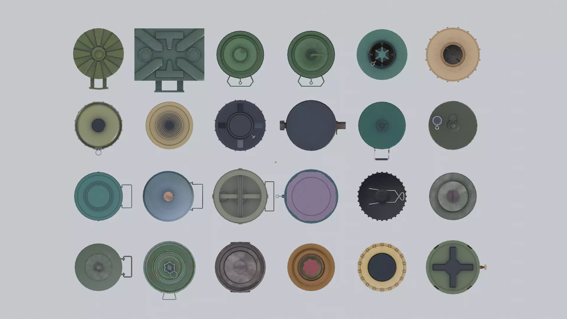 Land Mine Pack 24 Models Free low-poly 3D model