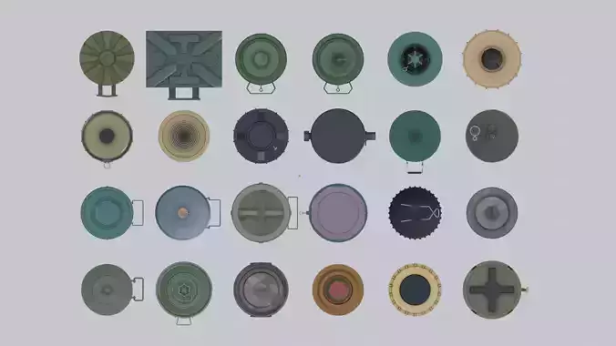 Land Mine Pack 24 Models Free low-poly 3D model