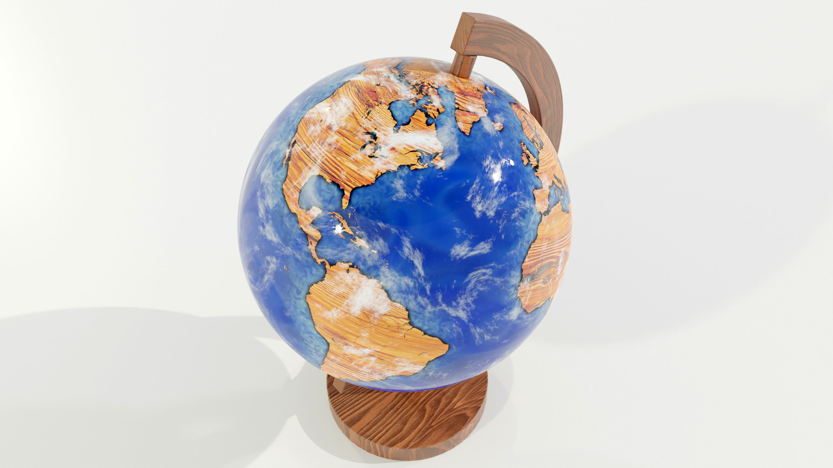 Epoxy Resin and Wood Globe 3D model_16
