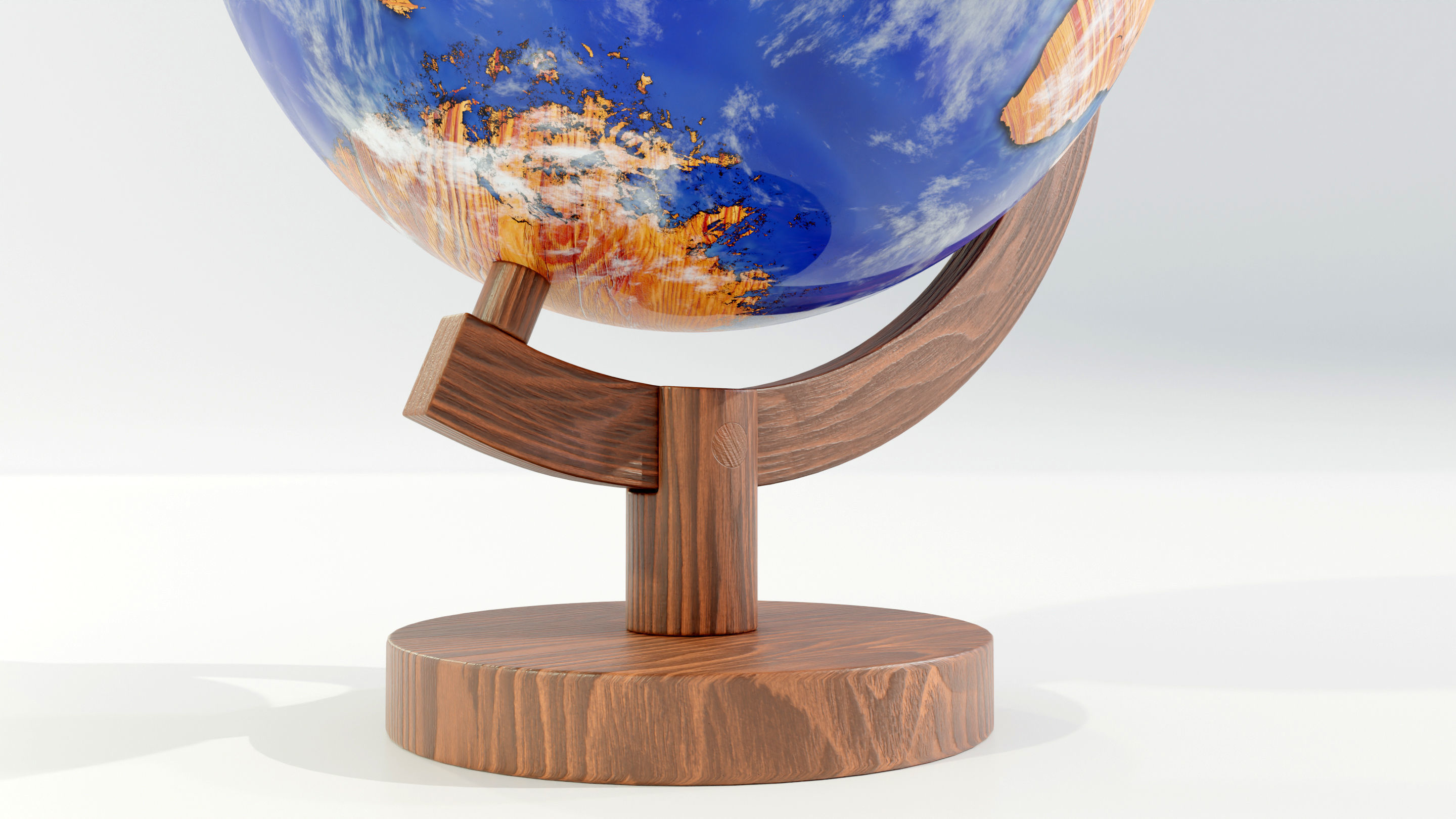 Epoxy Resin and Wood Globe 3D model_14