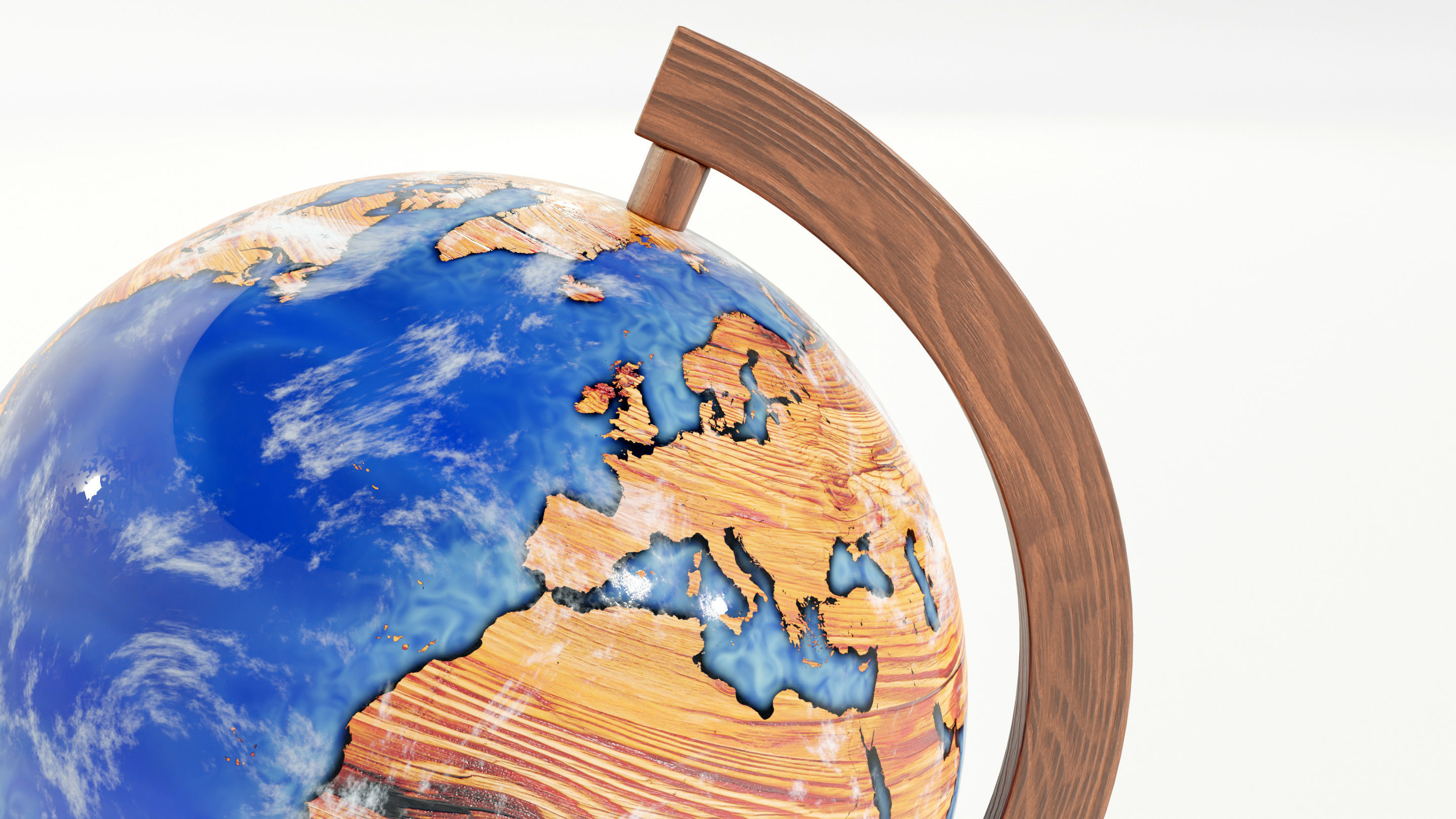 Epoxy Resin and Wood Globe 3D model_12
