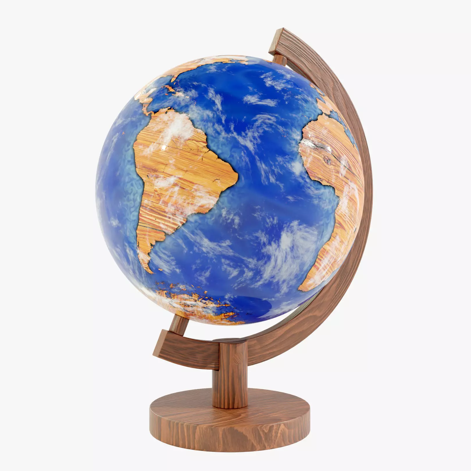 Epoxy Resin and Wood Globe 3D model_0