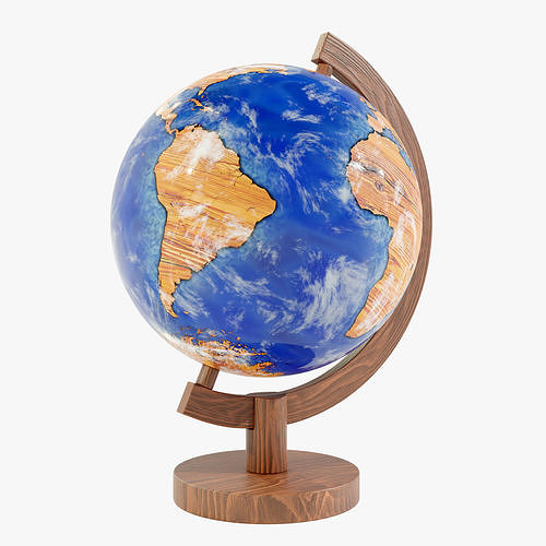 Epoxy Resin and Wood Globe 3D model