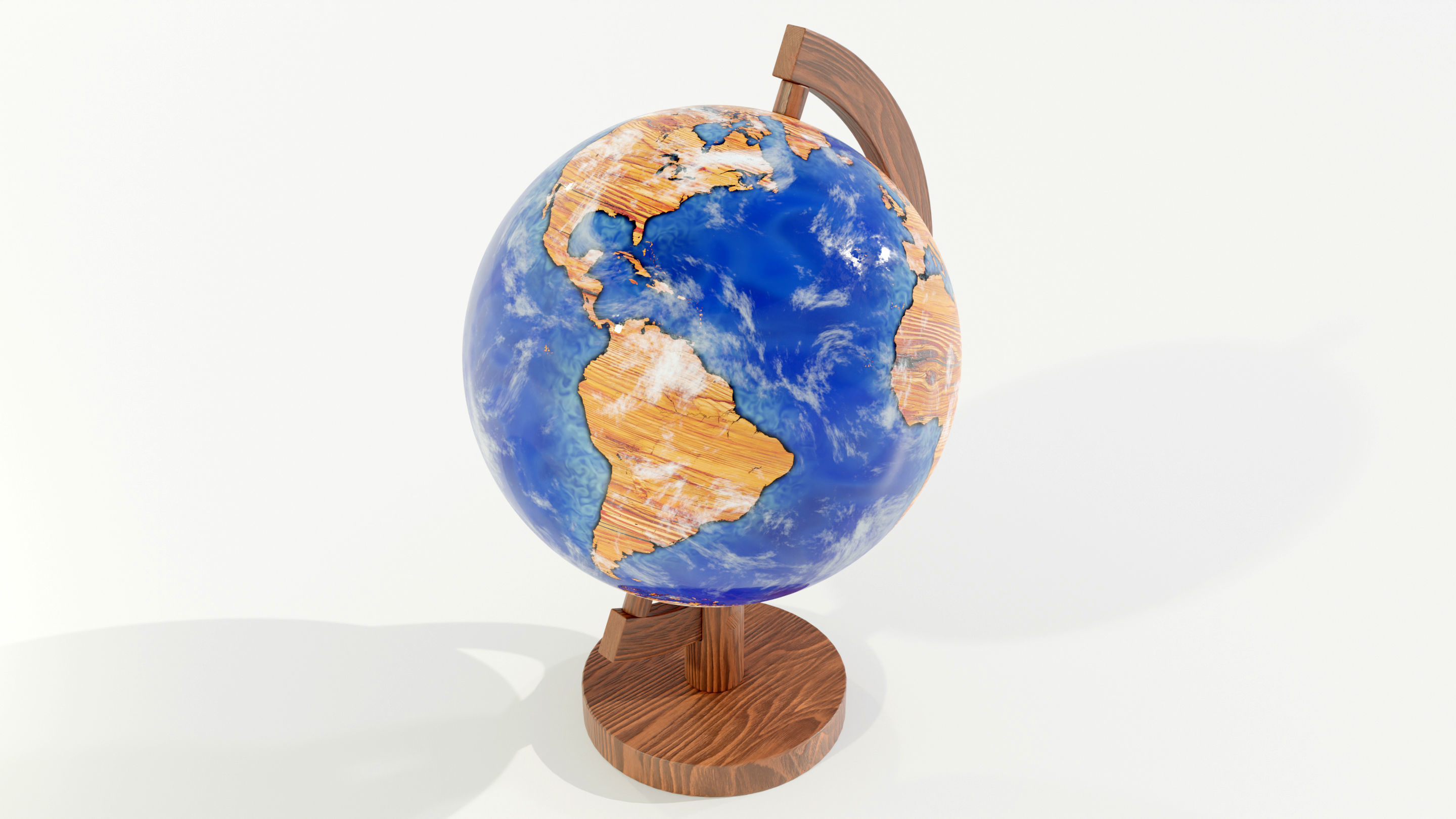 Epoxy Resin and Wood Globe 3D model_2