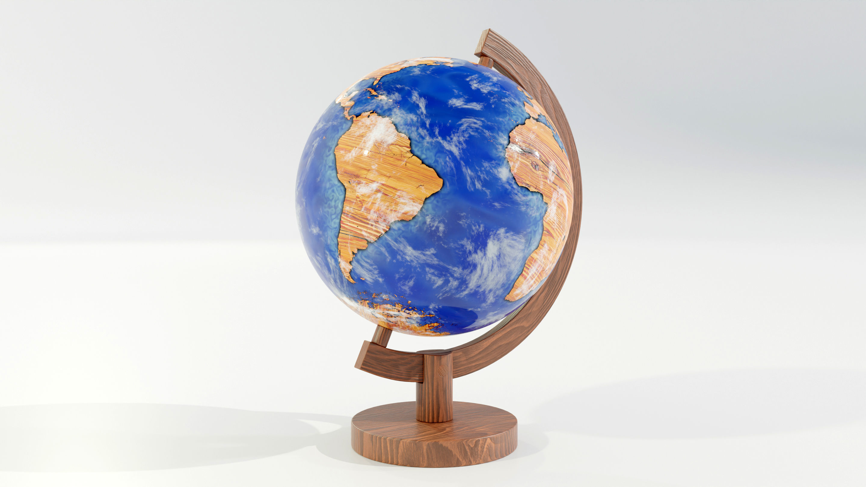 Epoxy Resin and Wood Globe 3D model_10