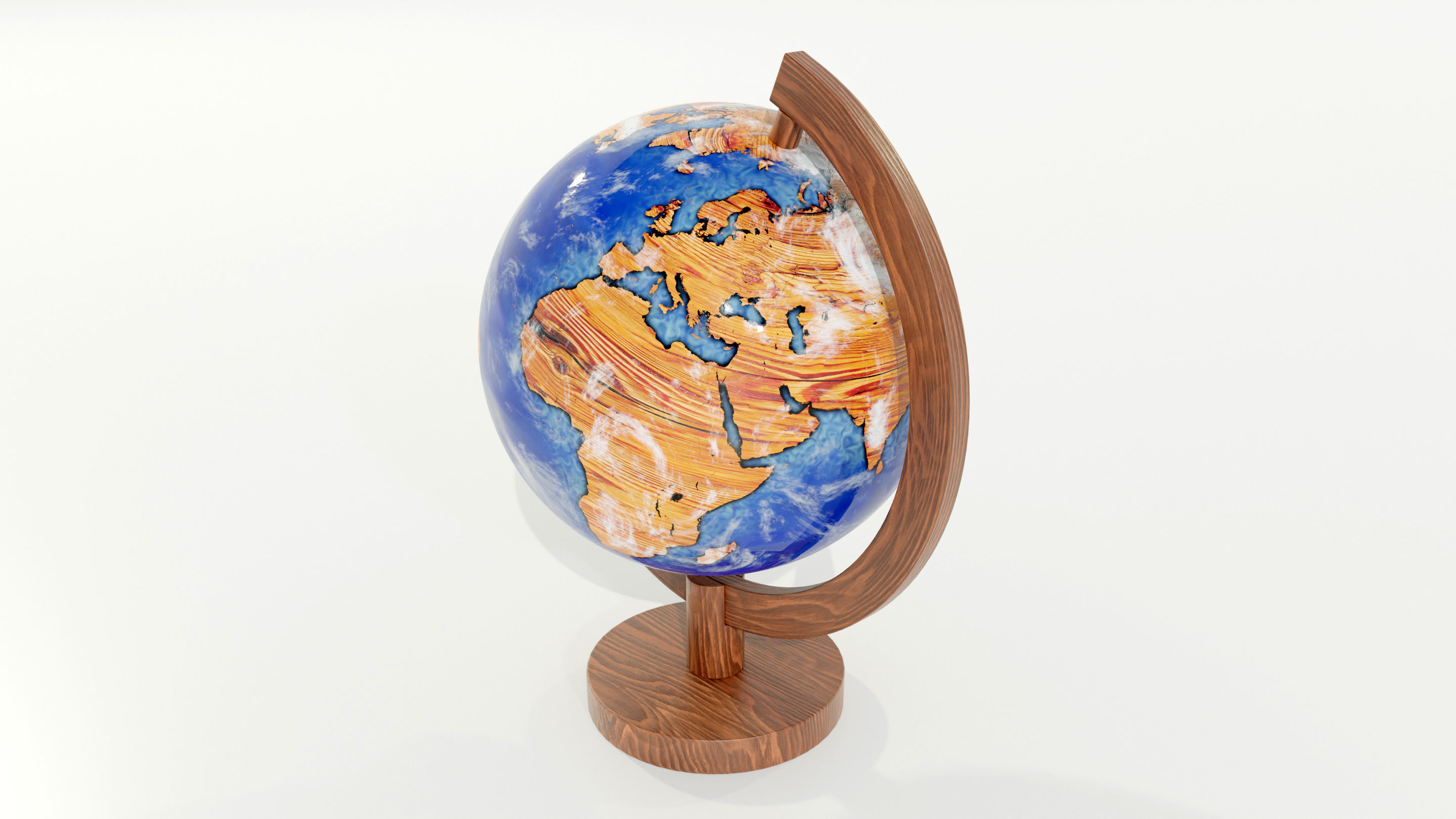 Epoxy Resin and Wood Globe 3D model_4