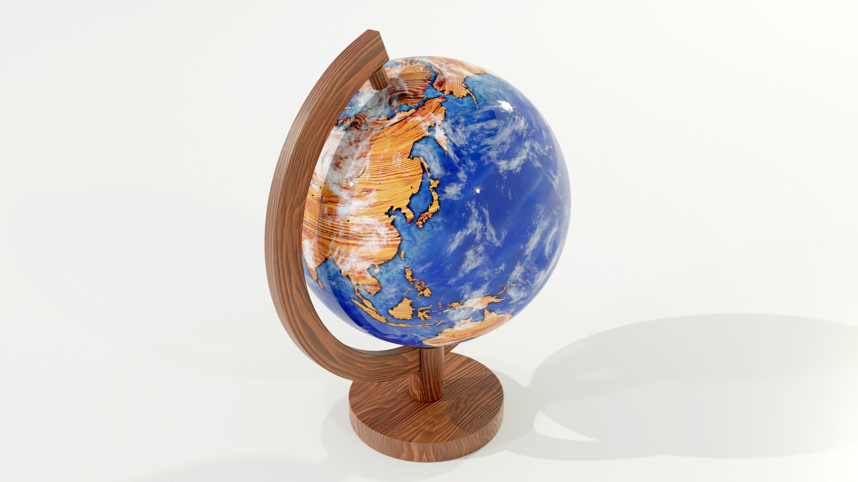 Epoxy Resin and Wood Globe 3D model_6