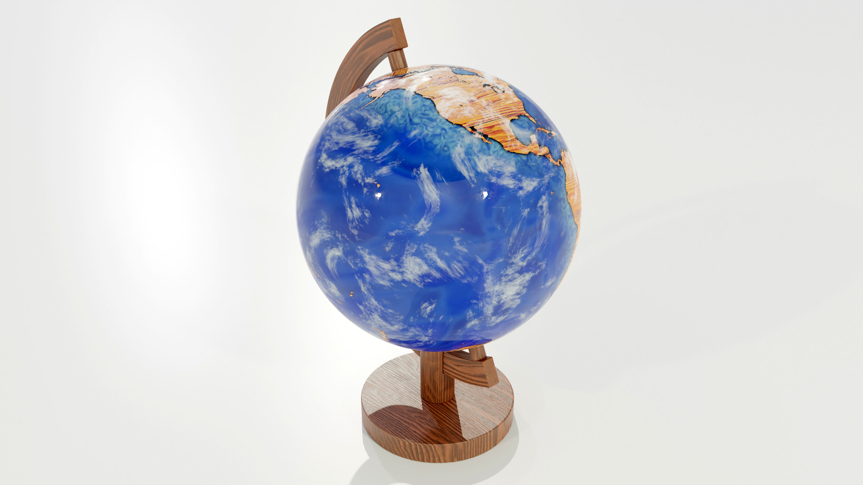 Epoxy Resin and Wood Globe 3D model_8