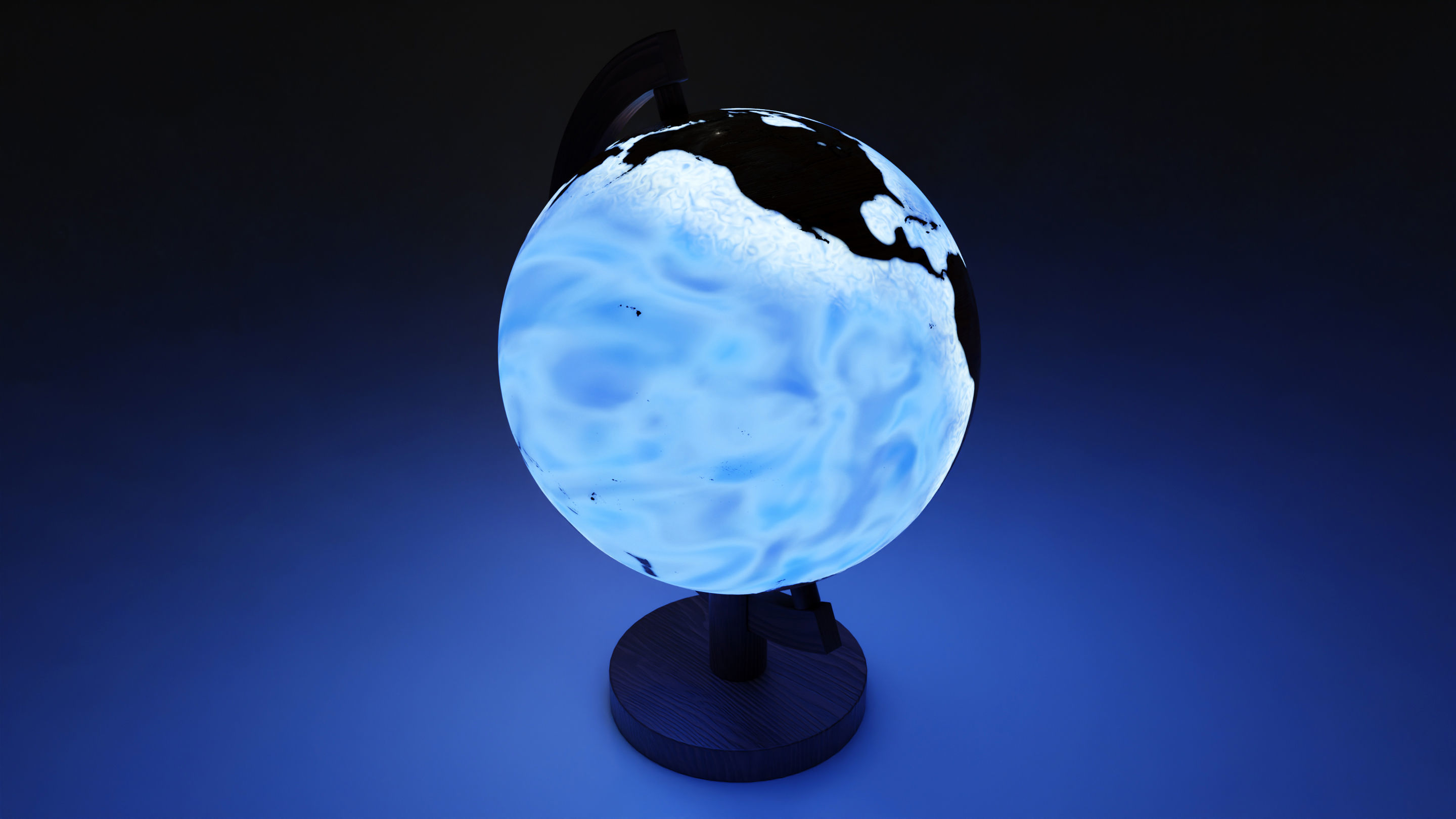 Epoxy Resin and Wood Globe 3D model_9