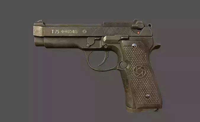 T75 pistol 3D model with PBR texture Low-poly 3D model
