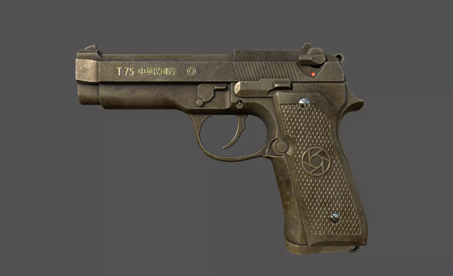 T75 pistol 3D model with PBR texture Low-poly 3D model