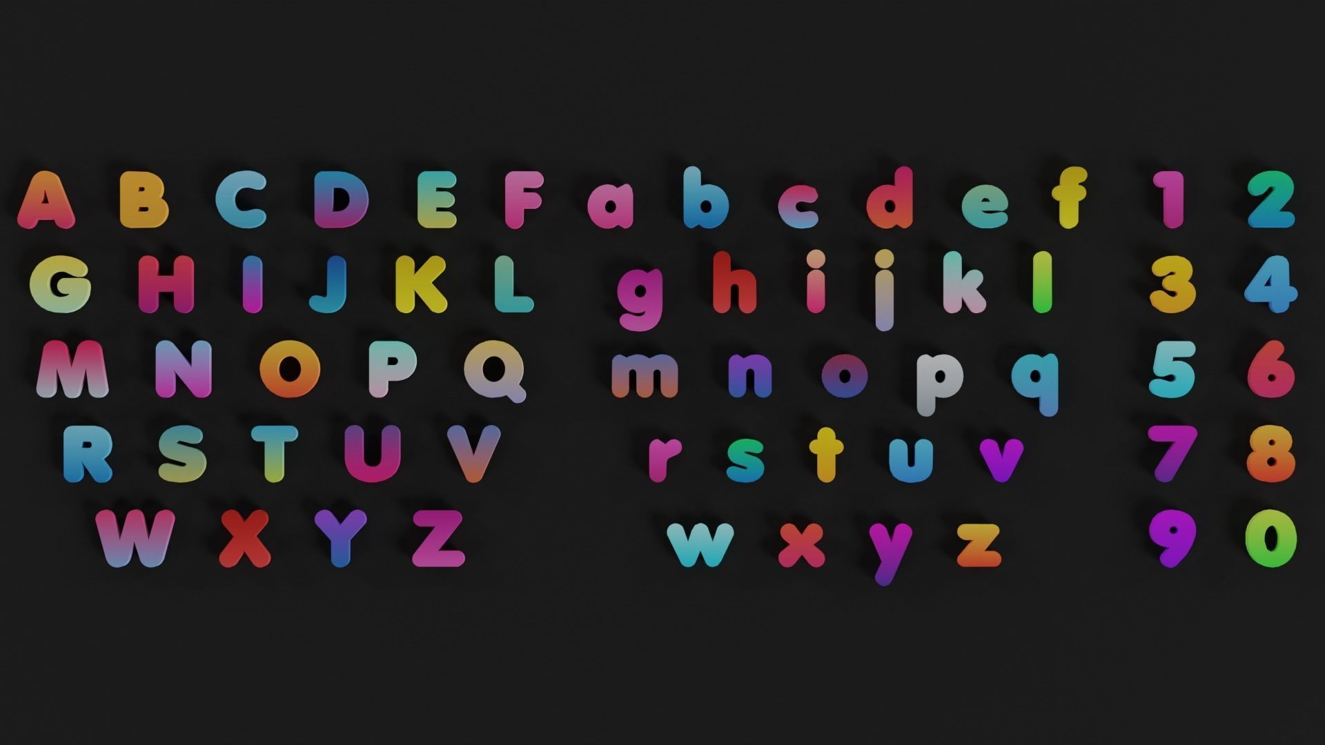 Alphabets and Numbers Low-poly 3D model_6