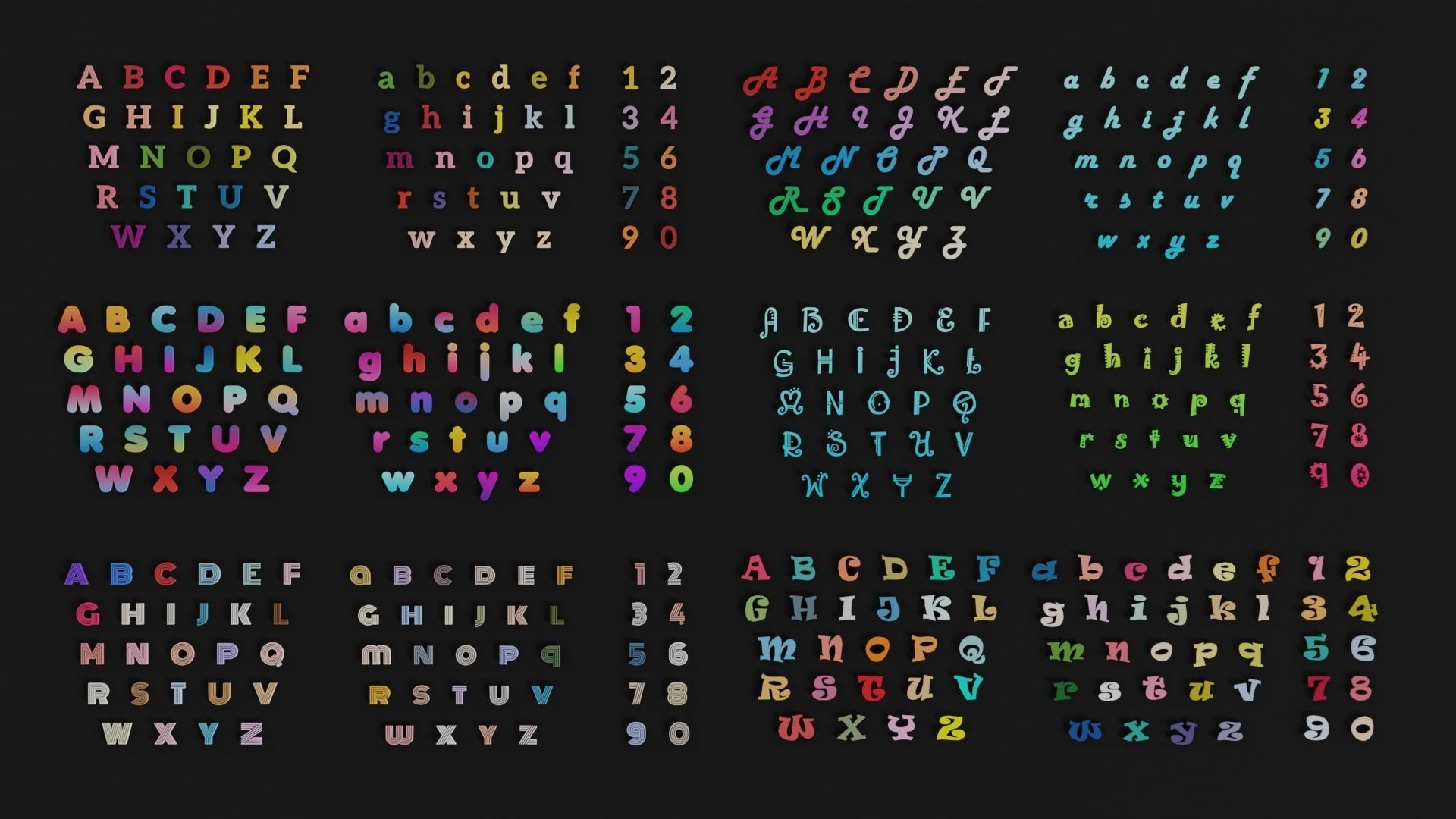 Alphabets and Numbers Low-poly 3D model_1