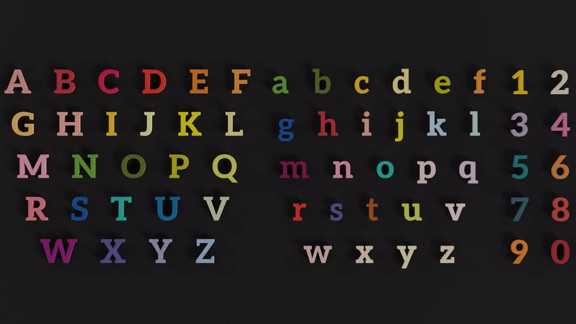 Alphabets and Numbers Low-poly 3D model_0