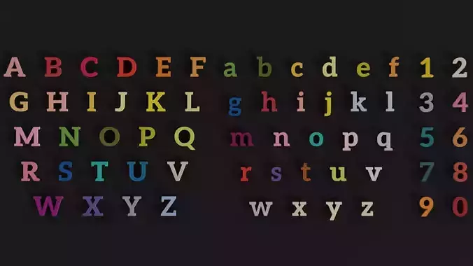 Alphabets and Numbers Low-poly 3D model