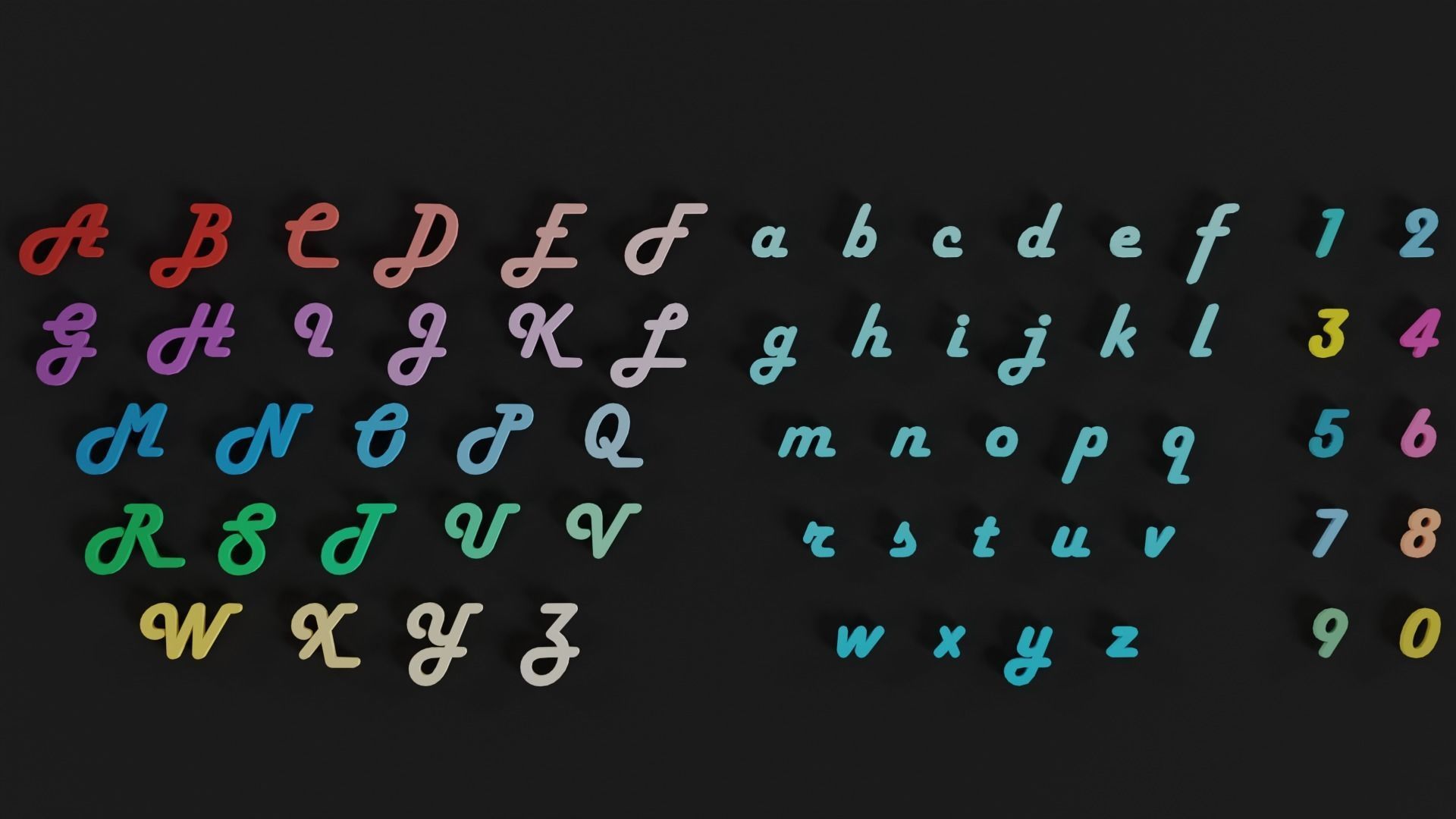 Alphabets and Numbers Low-poly 3D model_4