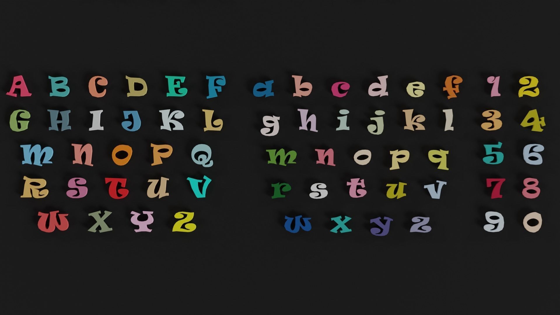 Alphabets and Numbers Low-poly 3D model_8