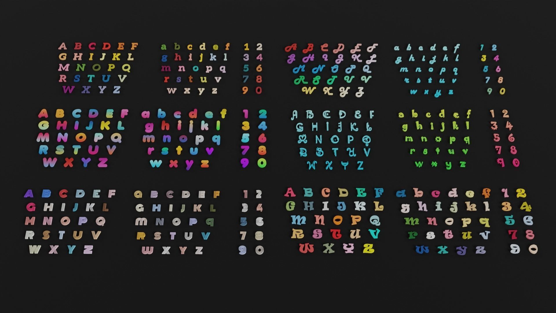 Alphabets and Numbers Low-poly 3D model_3