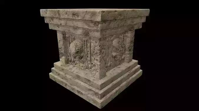 Pedestal Stone Medieval Low-poly 3D model