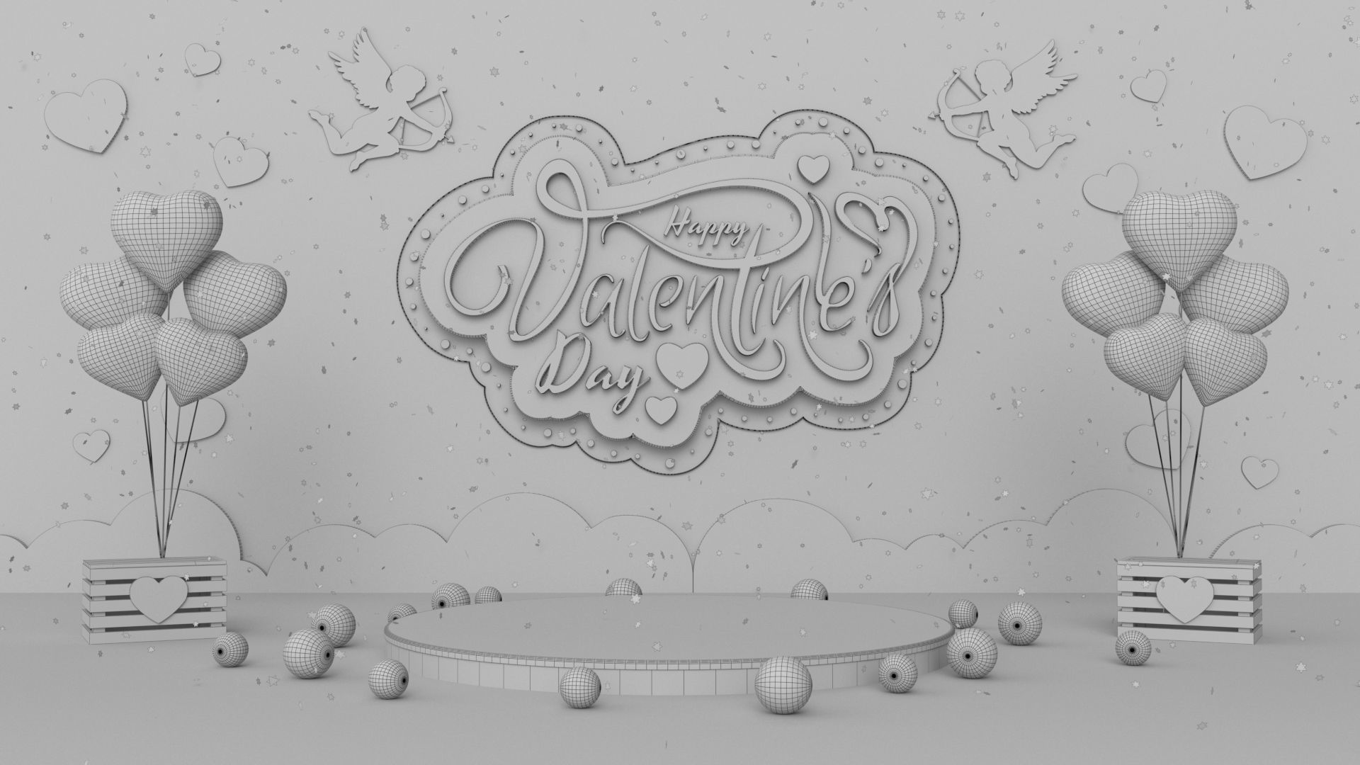 Valentines day 3D model_4