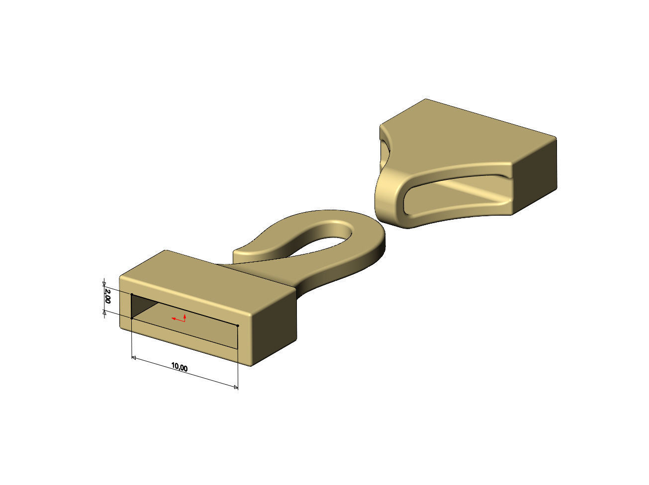 Simple hook clasp for bracelet and chain necklace closure 3D print model_9