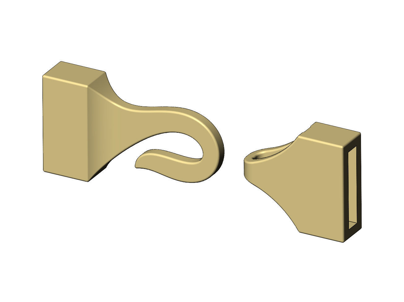 Simple hook clasp for bracelet and chain necklace closure 3D print model_6