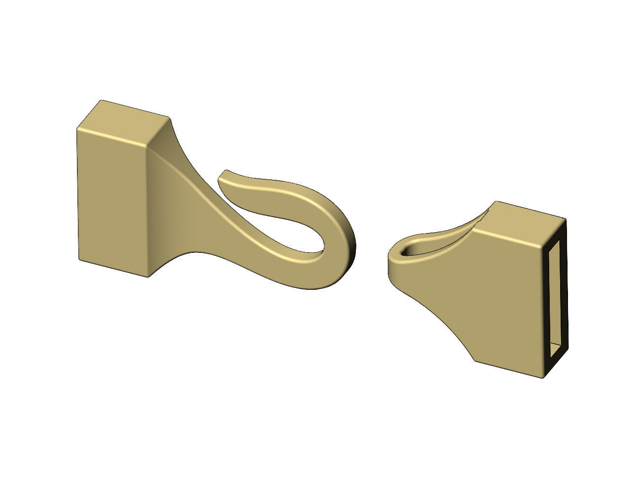 Simple hook clasp for bracelet and chain necklace closure 3D print model_5