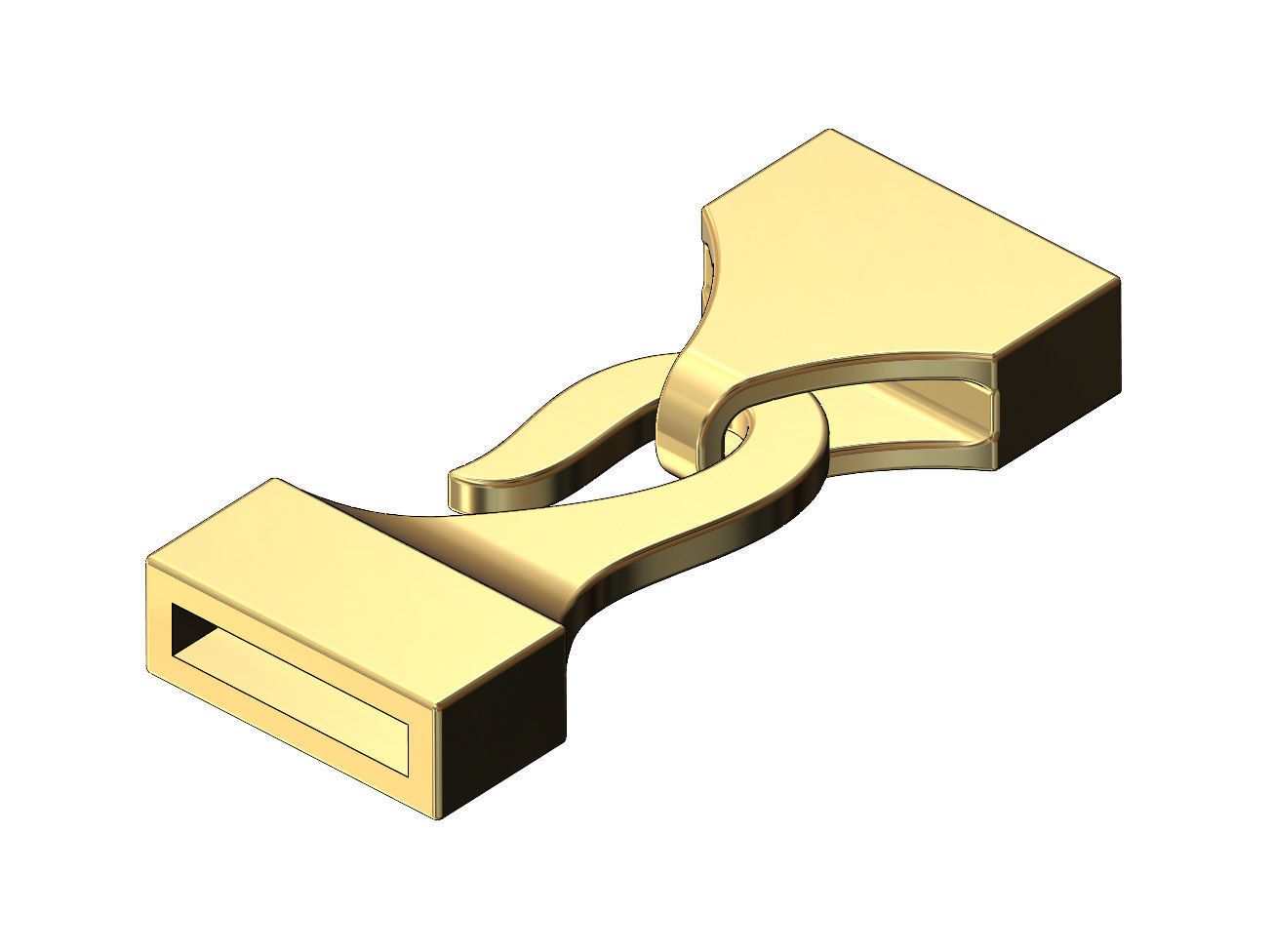 Simple hook clasp for bracelet and chain necklace closure 3D print model_3