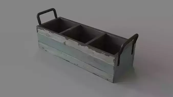 3 Slot Wooden Crate With Side Metal Handles