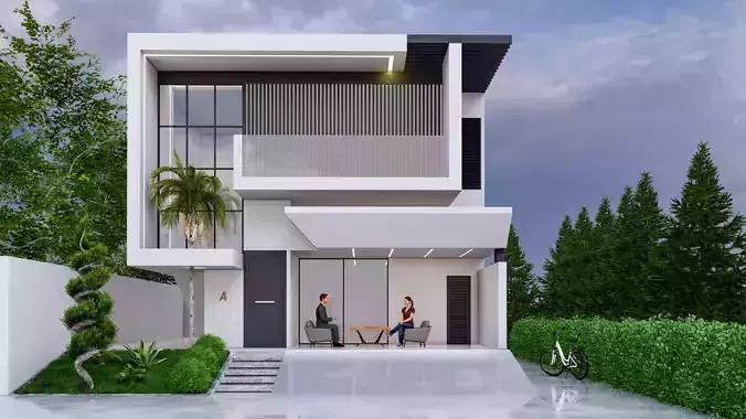 Modern Villa  Modeled with SketchUp and Rendered with Lumion  3D model