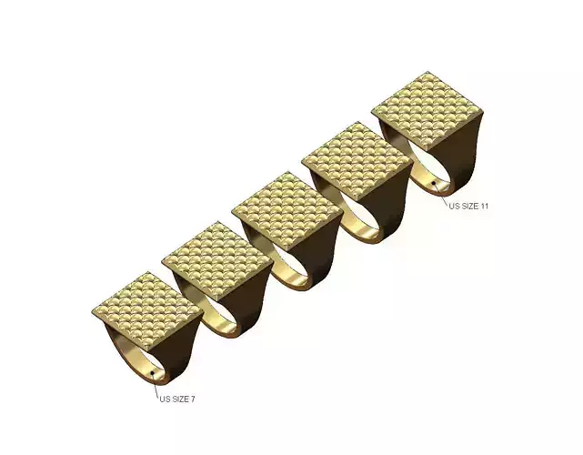 Capitone leather pattern square signet US sizes 7to11