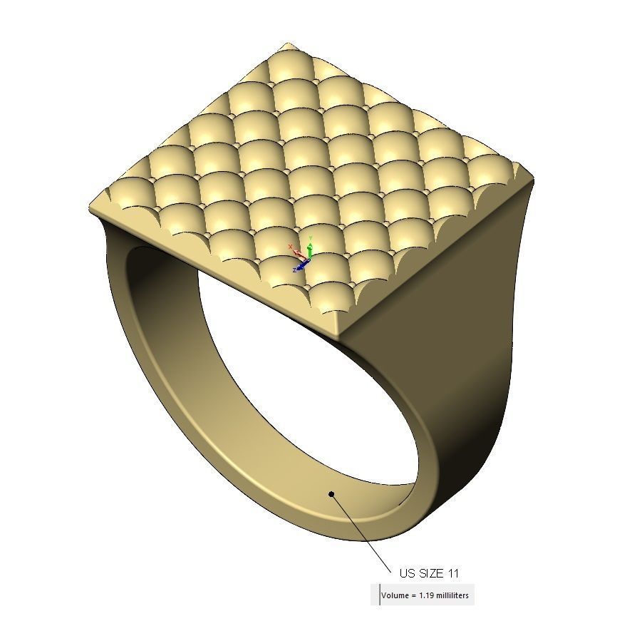 Capitone leather pattern square signet US sizes 7to11 3D print model_13