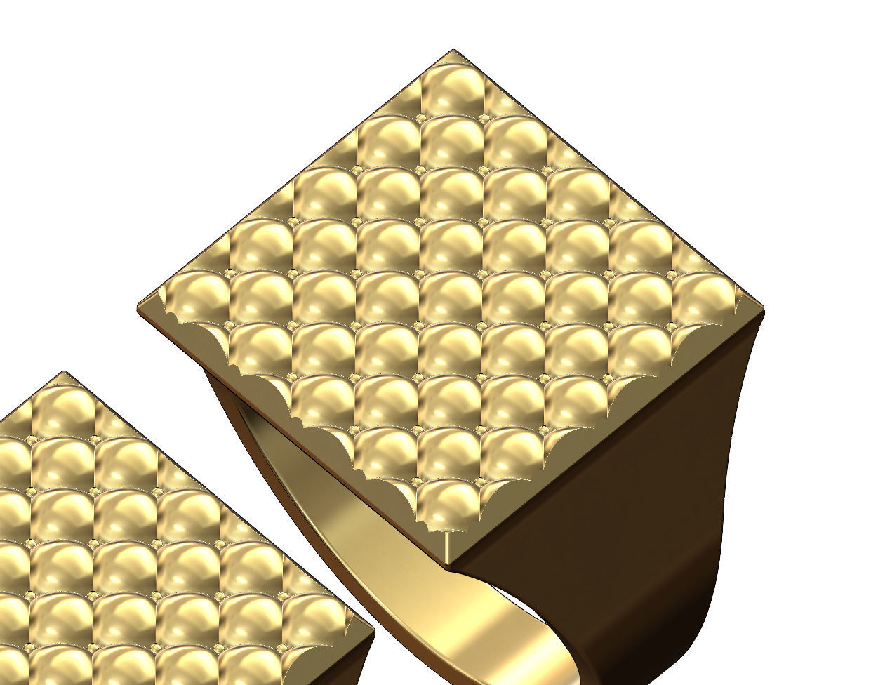 Capitone leather pattern square signet US sizes 7to11 3D print model_1