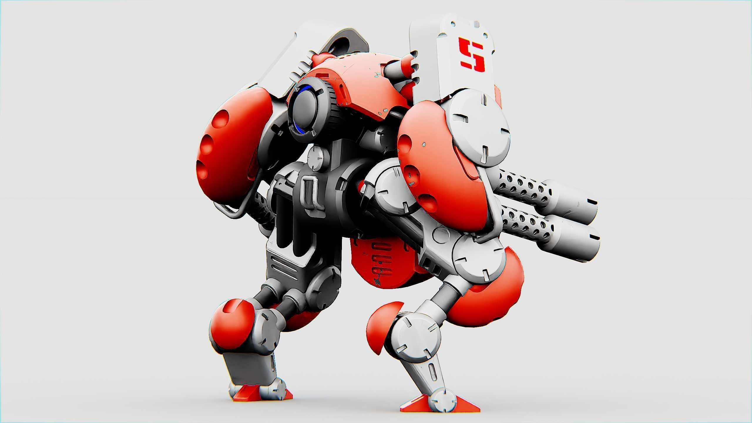MILITARY BOT M-200 Rigged for Unreal Engine - Unity - MIXAMO 3D model_9