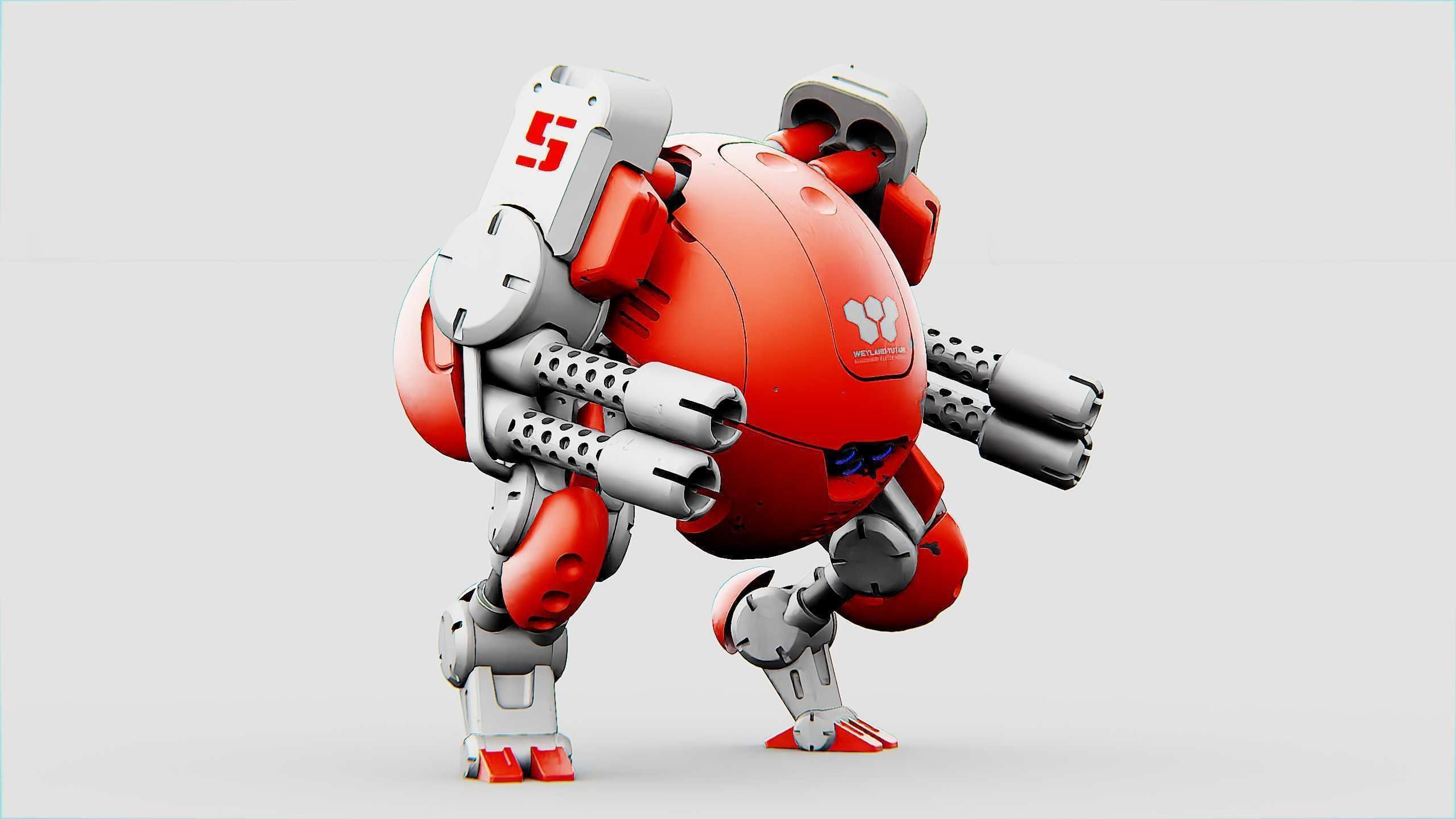 MILITARY BOT M-200 Rigged for Unreal Engine - Unity - MIXAMO 3D model_3