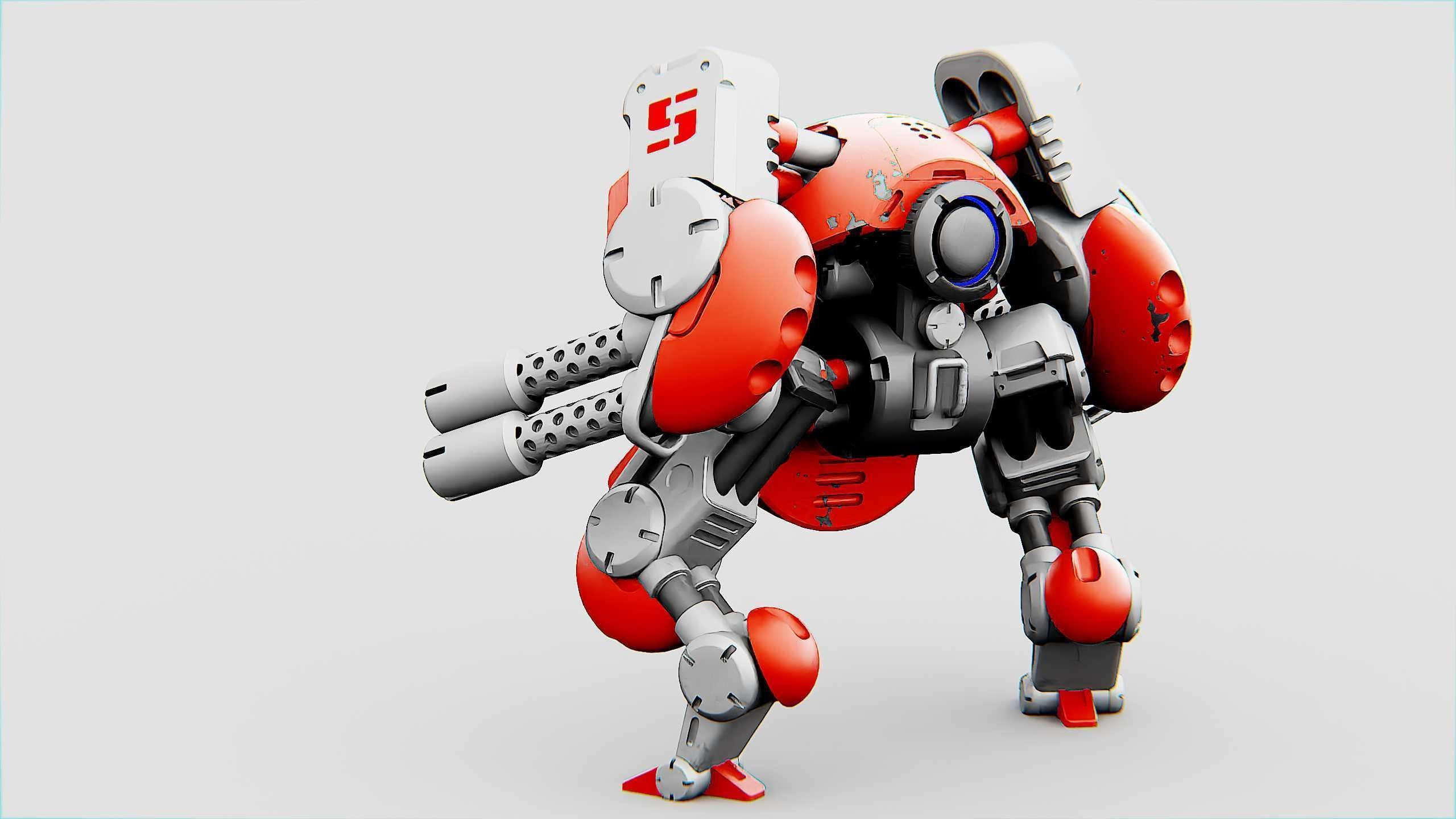 MILITARY BOT M-200 Rigged for Unreal Engine - Unity - MIXAMO 3D model_14
